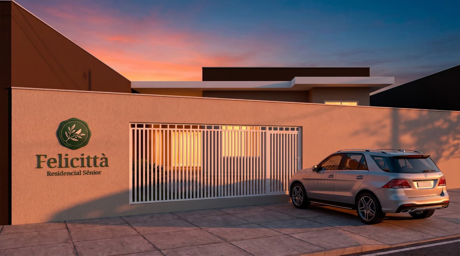 Fachada do Felicittà ao entardecer